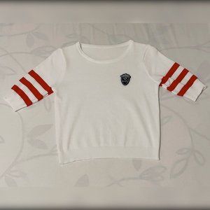 White Top & Skirt with Red Stripes - Two Piece - NWOT